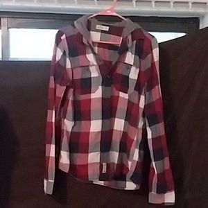 Hollister plaid long sleeve hoodie.